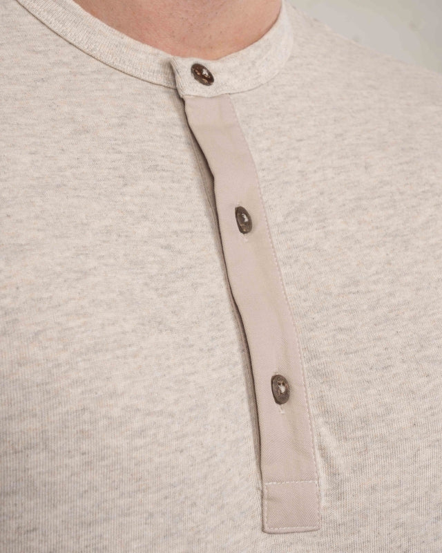 Pike Brothers 1927 Henley Shirt - Ecru Melange - Salt Flats Clothing