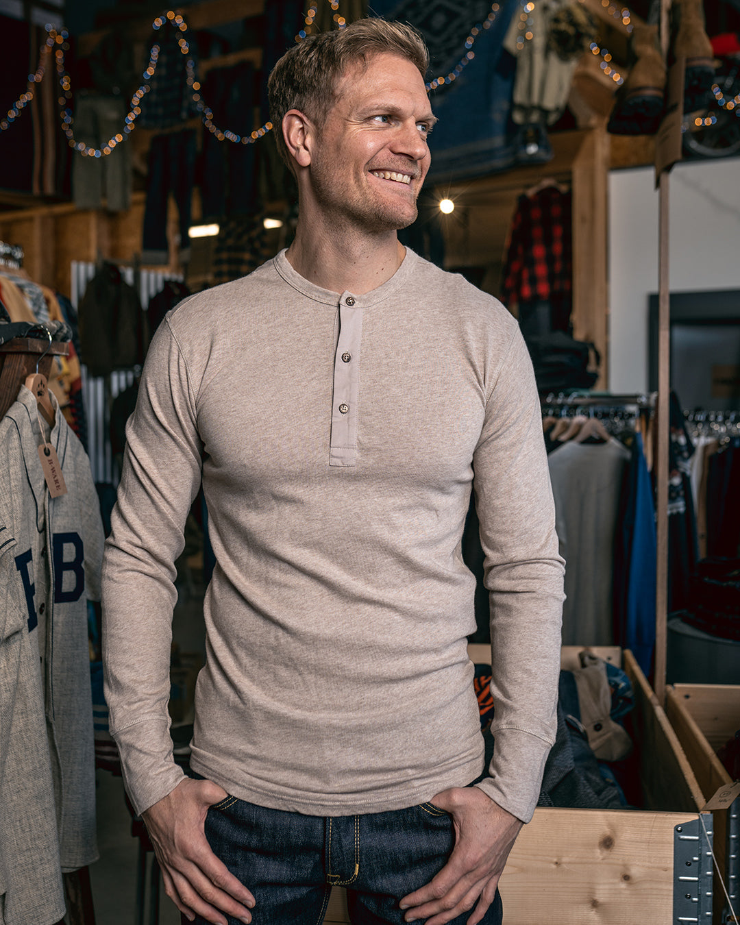 Pike Brothers 1927 Henley Shirt - Oatmeal - Salt Flats Clothing