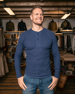 Pike Brothers 1936 Waffle Long Sleave Top - Shadow Blue - Salt Flats Clothing