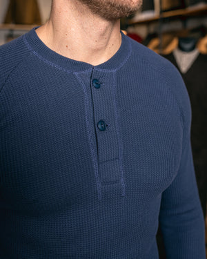 Pike Brothers 1936 Waffle Long Sleave Top - Shadow Blue - Salt Flats Clothing
