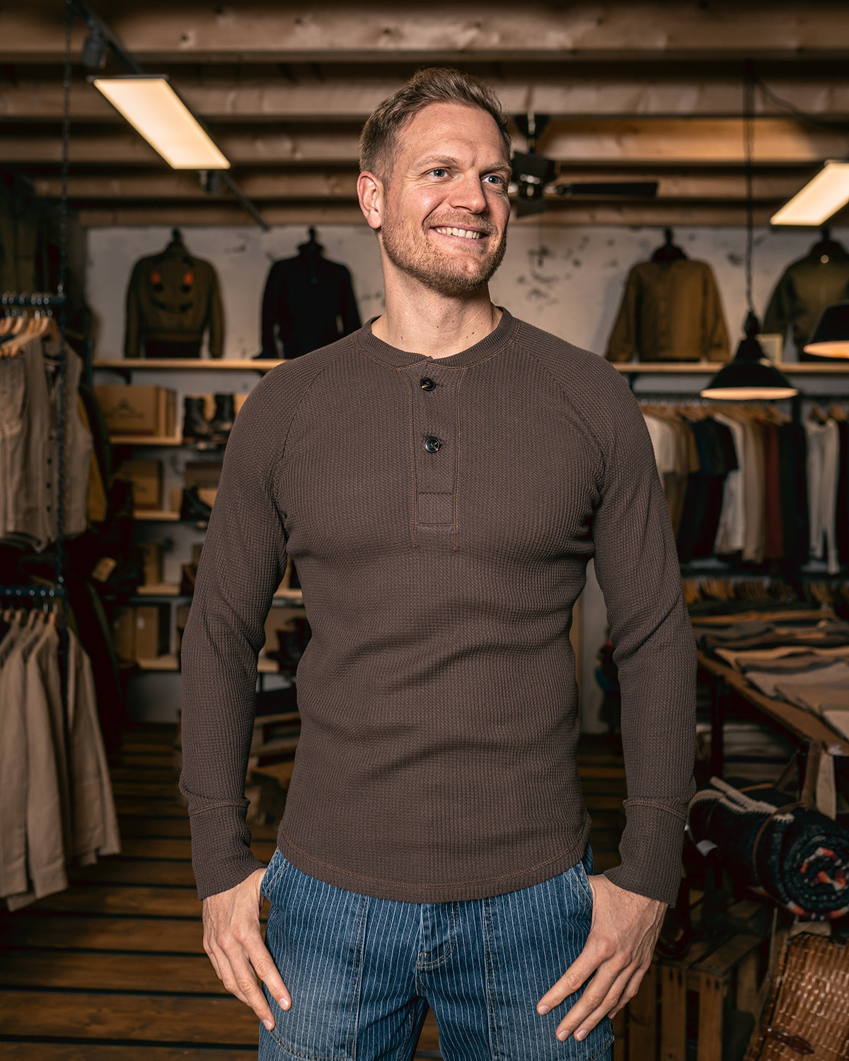 Pike Brothers 1936 Waffle Long Sleeve Top - Gilbert Brown - Salt Flats Clothing