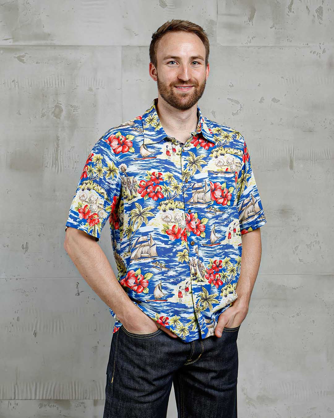 Pike Brothers 1948 Men's Surf Short Sleeve Shirt - Random Blue - Salt Flats Clothing