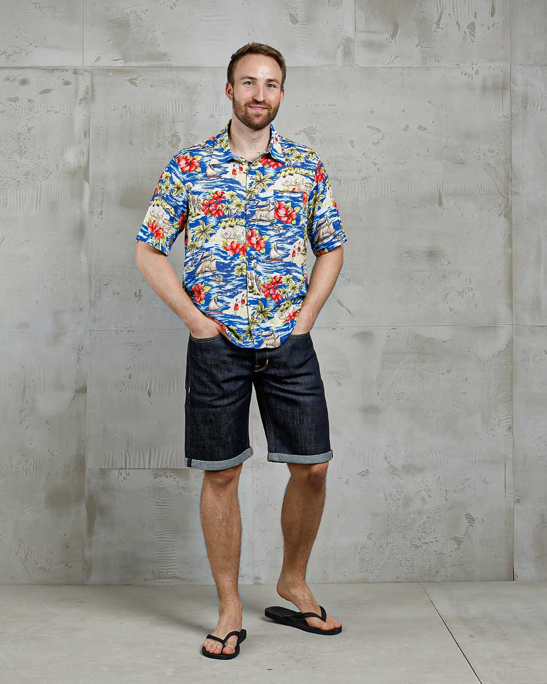 Pike Brothers 1948 Men's Surf Short Sleeve Shirt - Random Blue - Salt Flats Clothing