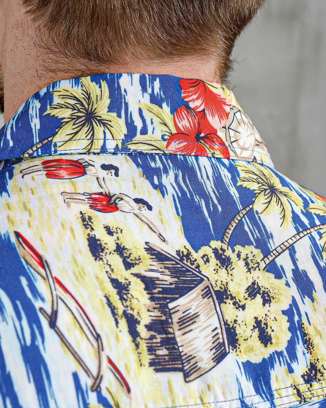 Pike Brothers 1948 Men's Surf Short Sleeve Shirt - Random Blue - Salt Flats Clothing