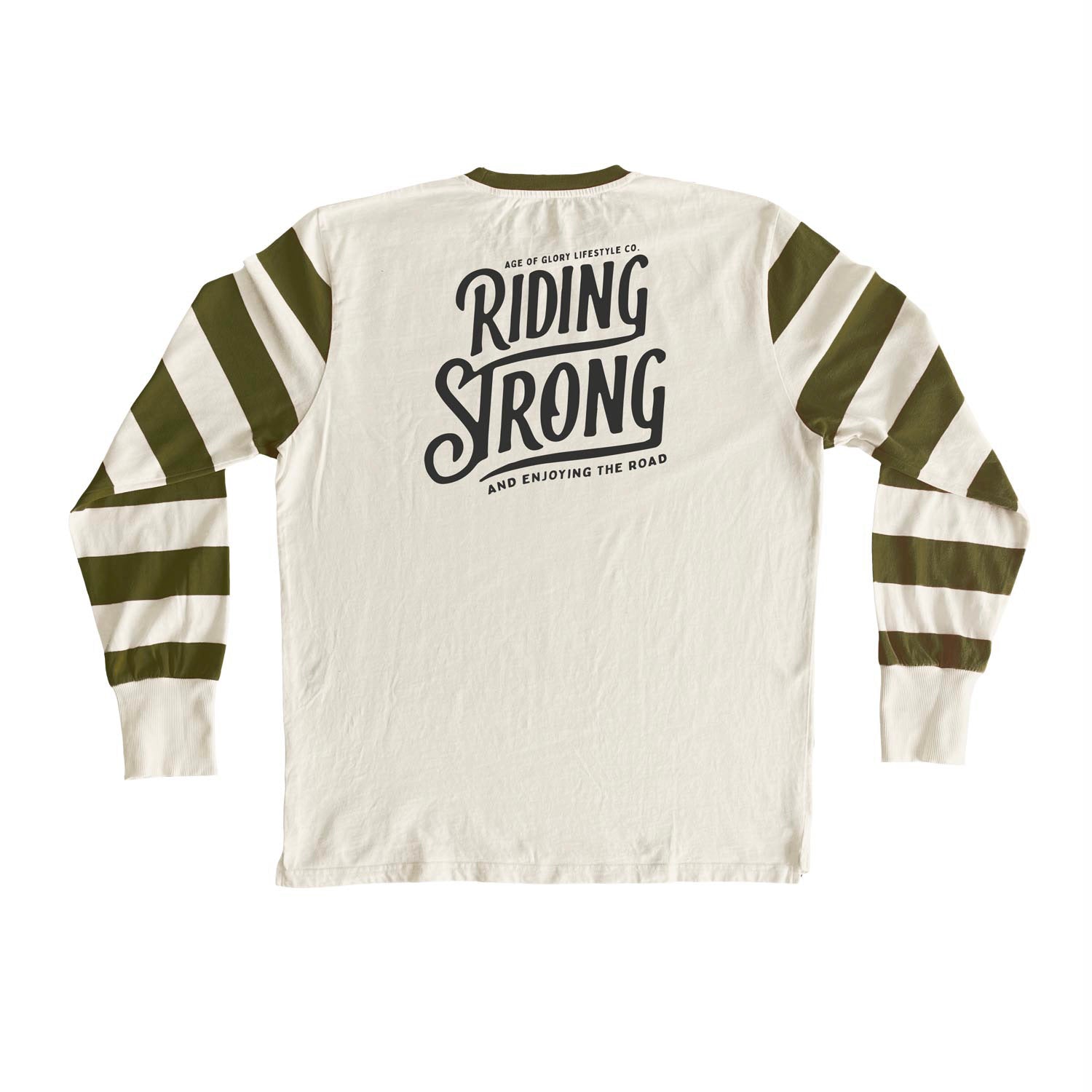 Age of Glory Riding Strong Long Sleeve T'Shirt -  Ecru/Green - Salt Flats Clothing