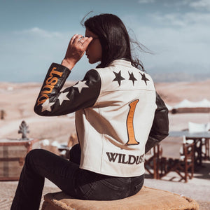 Wildust Sisters Stars & Stripes Khaki Leather Jacket - Salt Flats Clothing