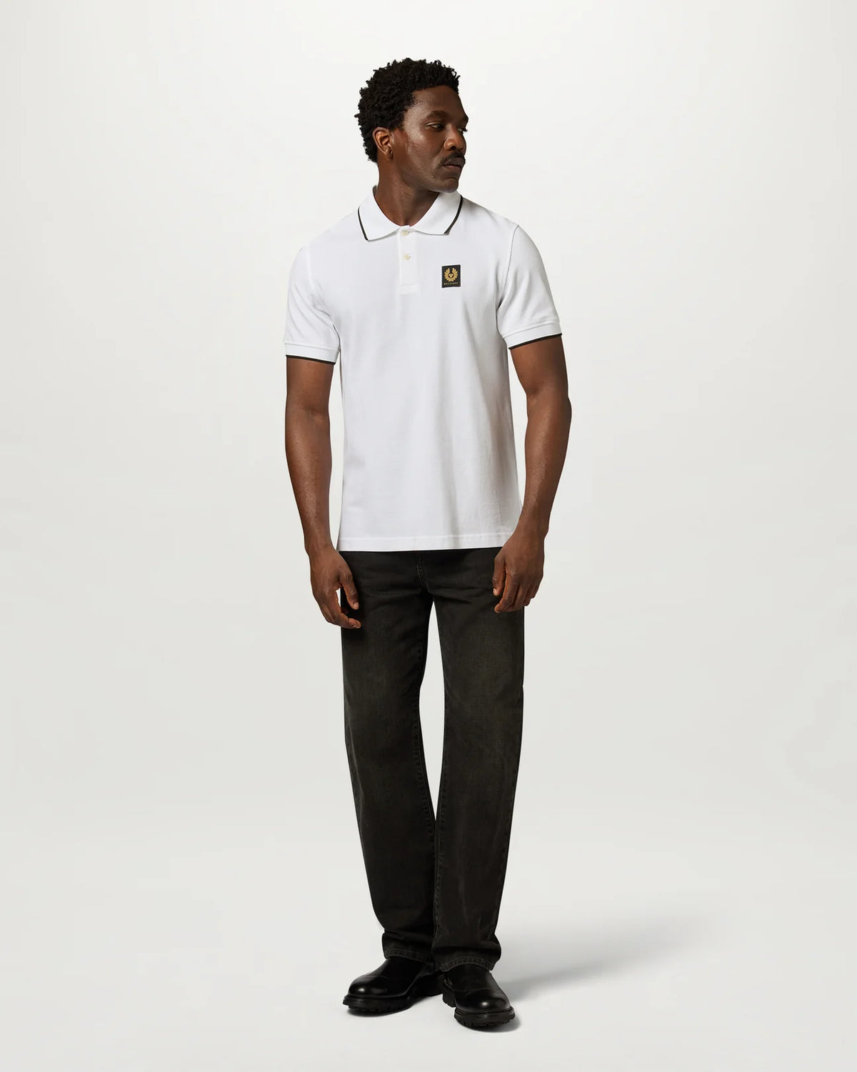 Belstaff Tipped Men's Polo T'Shirt - White - Salt Flats Clothing