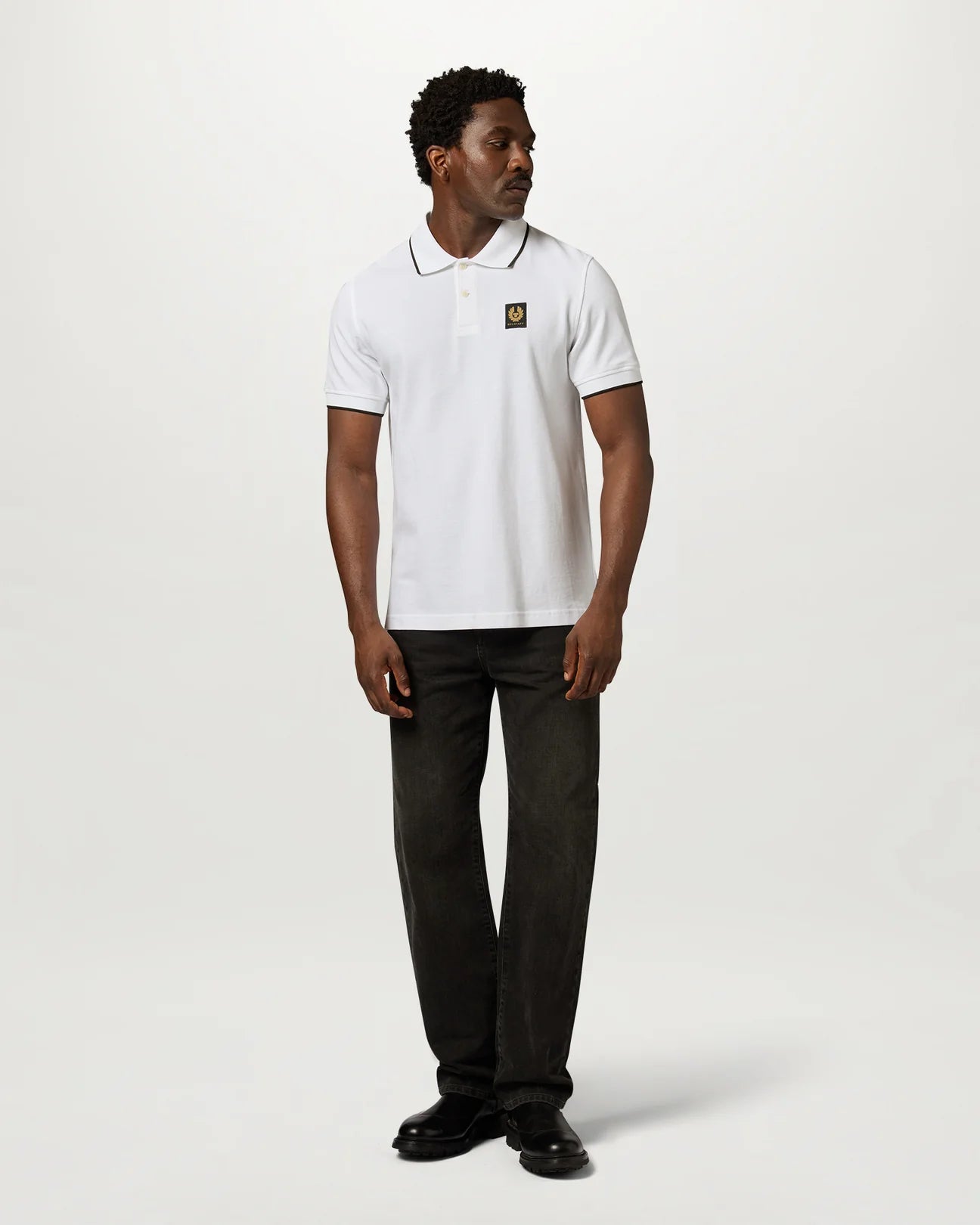 Belstaff Tipped Men's Polo T'Shirt - White - Salt Flats Clothing