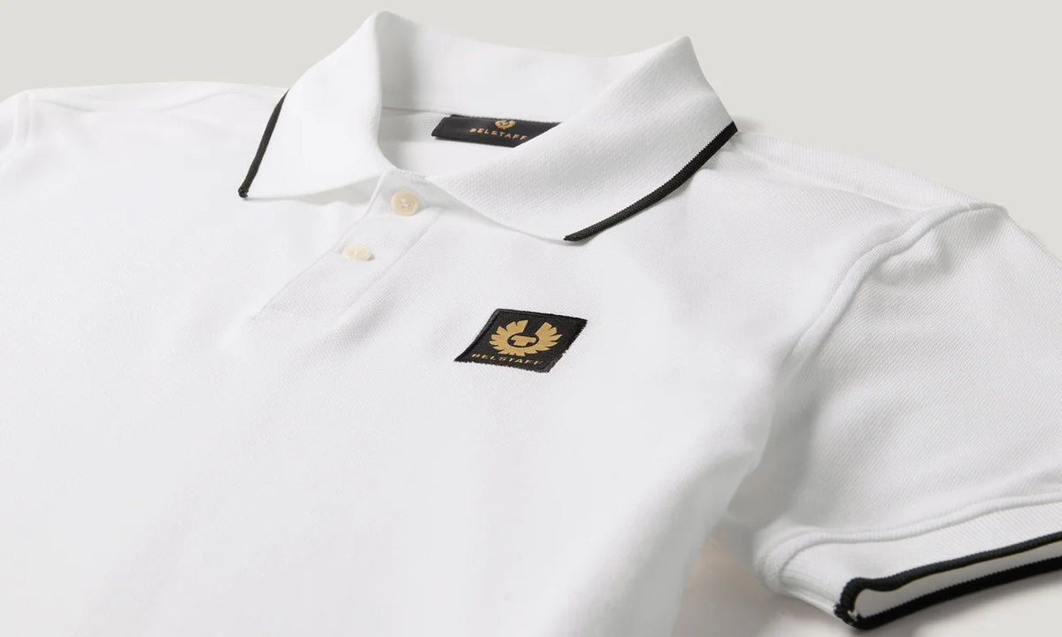 Belstaff Tipped Men's Polo T'Shirt - White - Salt Flats Clothing