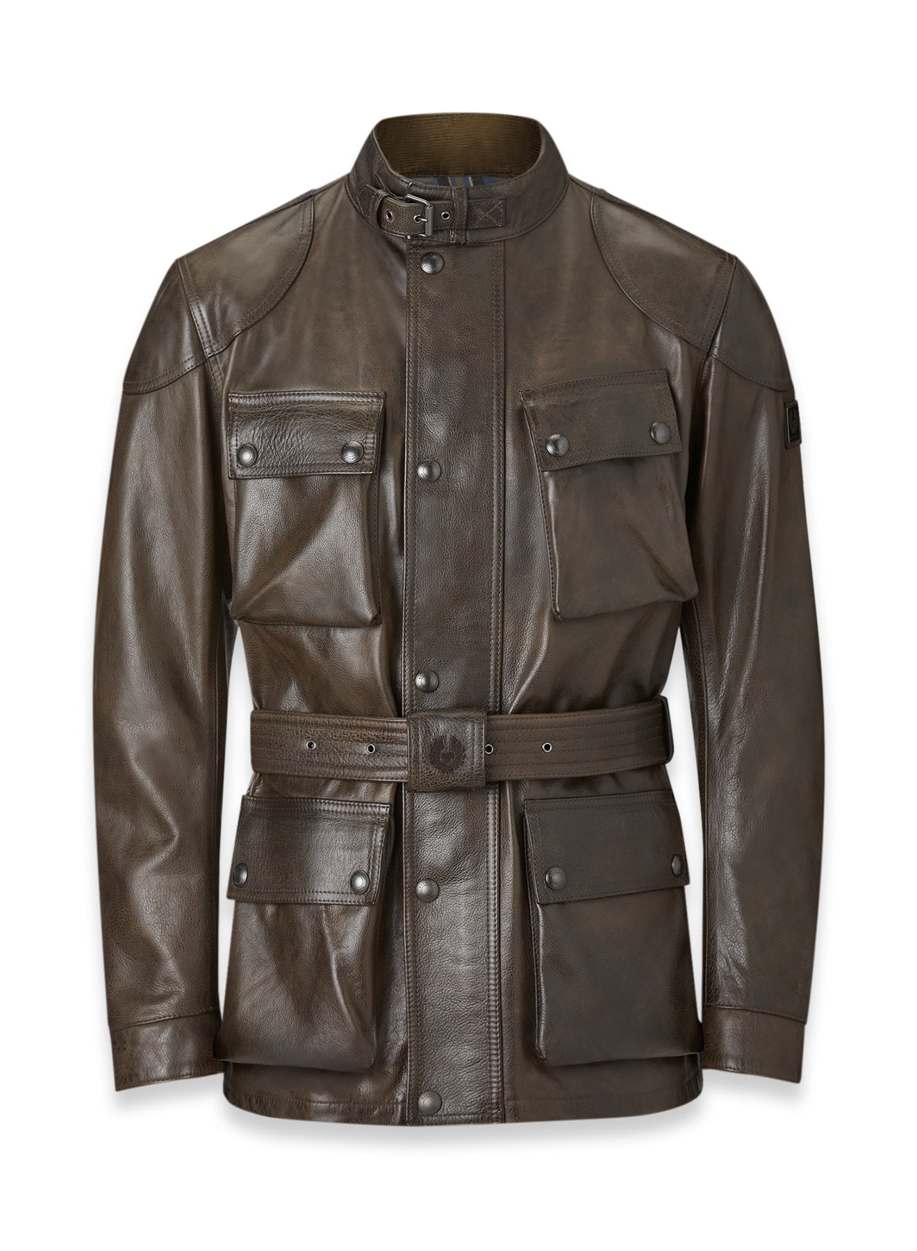 Belstaff Trialmaster Men's Leather Jacket - Dark Olive - Salt Belstaff Trialmaster Men's Leather Jacket - Dark Olive - Salt