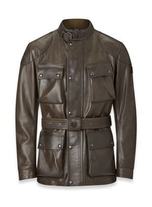 Belstaff Trialmaster Men's Leather Jacket - Dark Olive - Salt Flats Clothing