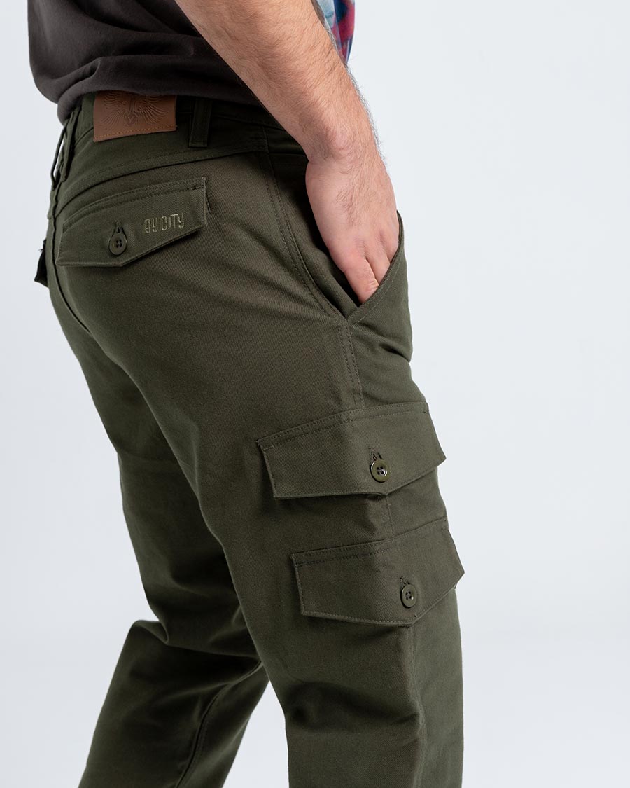 ByCity Mixed  III Men's Motorcycle Cargo Pants  - Green - Salt Flats Clothing