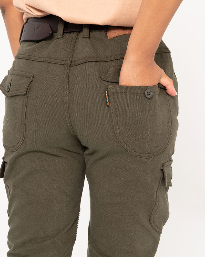 ByCity Mixed Slim III Ladies Motorcycle Cargo Pants - Green - Salt Flats Clothing