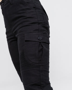 ByCity Mixed Slim  III Ladies Motorcycle Cargo Pants  - Black - Salt Flats Clothing