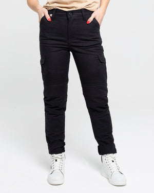 ByCity Mixed Slim  III Ladies Motorcycle Cargo Pants  - Black - Salt Flats Clothing