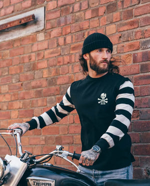 Age of Glory Marauder Long Sleeve T'Shirt -  Black/Ecru - Salt Flats Clothing