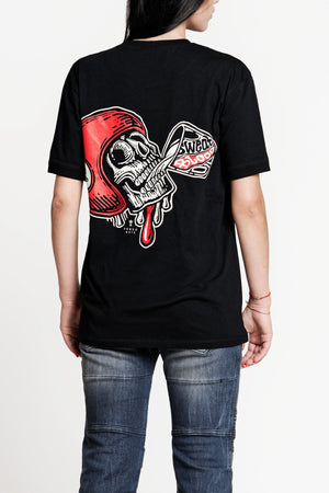 Pando Moto Mike Red Skull T'Shirt - Salt Flats Clothing