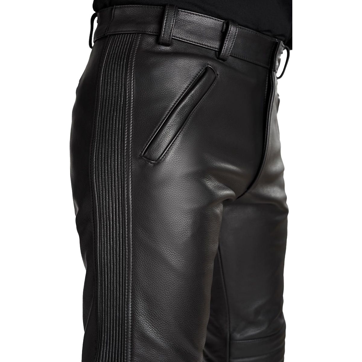 Pando Moto Katana Slim Men's  Leather Trouser - Black - Salt Flats Clothing