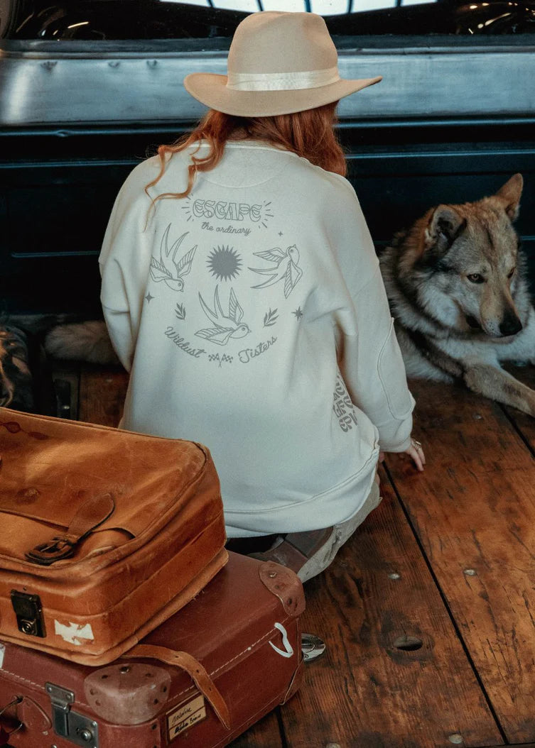 Wildust Sisters Escape Oversized Sweatshirt - Ecru - Salt Flats Clothing