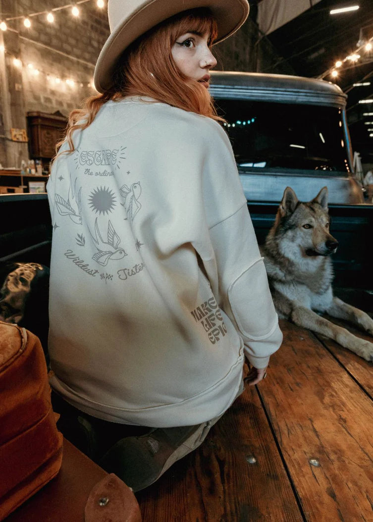 Wildust Sisters Escape Oversized Sweatshirt - Ecru - Salt Flats Clothing