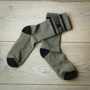 Wheels and Waves Apocalypse Socks in Military Green and Black