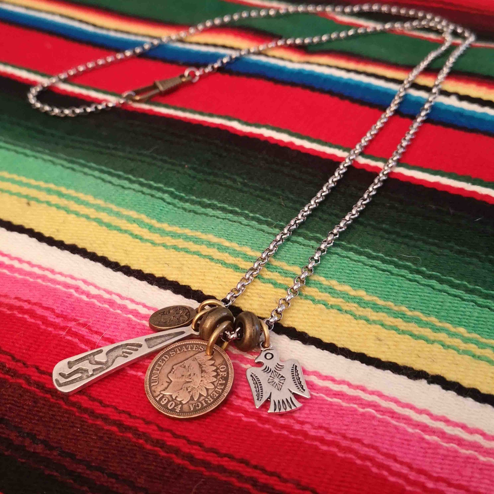 Black Pearl Creations Vintage Penny & Indian Head Necklace