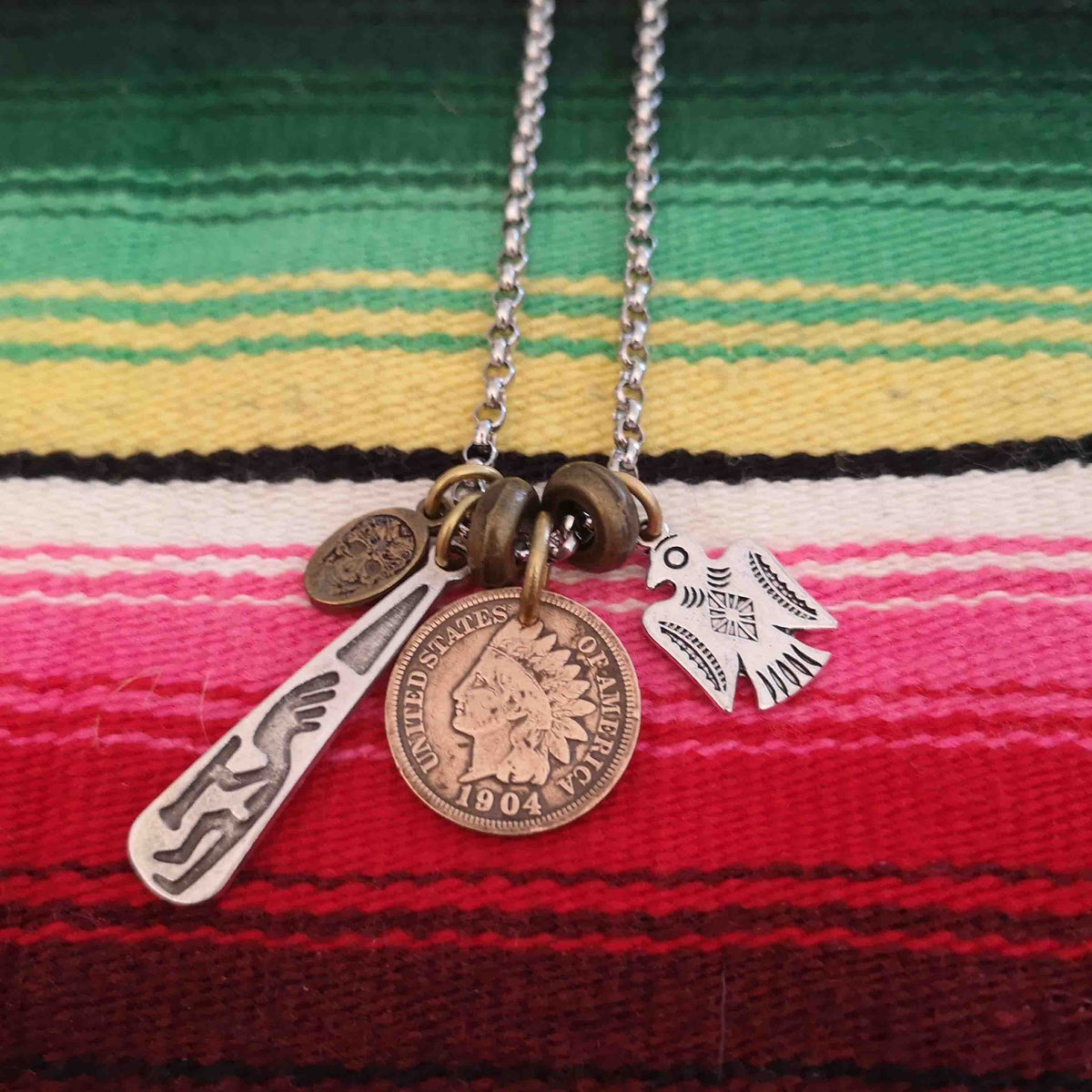 Black Pearl Creations Vintage Penny & Indian Head Necklace