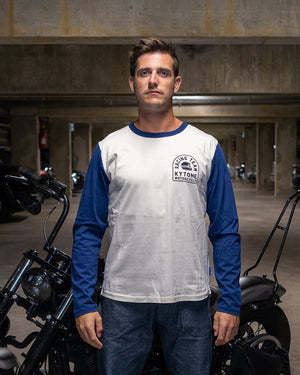 Kytone Racing Crew White/Blue LS T'Shirt - Salt Flats Clothing