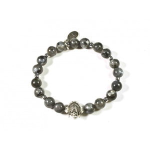 Black Pearl Creations Larvikite & Indian Skull Bracelet