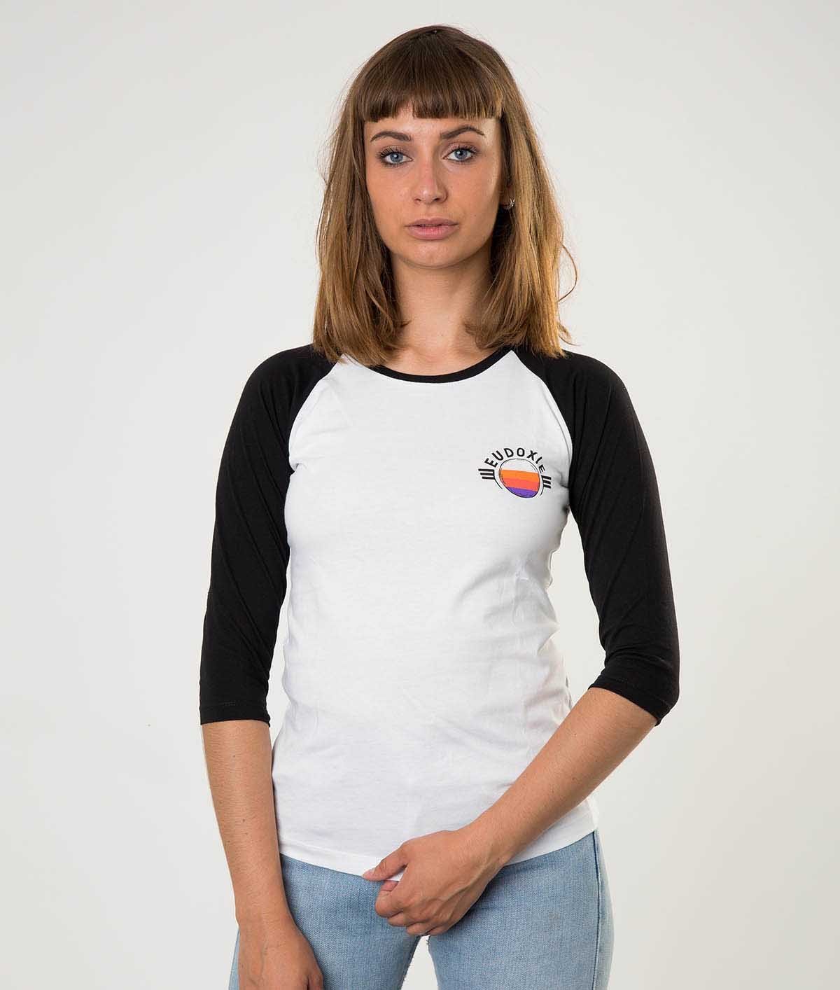 Eudoxie - Eudoxie Julia Black and White Long Sleeve Baseball T'Shirt - T-Shirts - Salt Flats Clothing