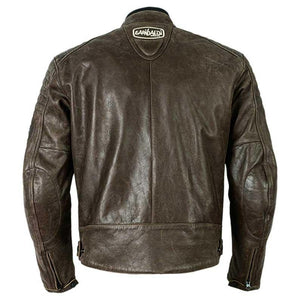 Garibaldi - Garibaldi Bullrider Vintage Brown Leather Mens Motorcycle Jacket - Men's Jackets - Salt Flats Clothing