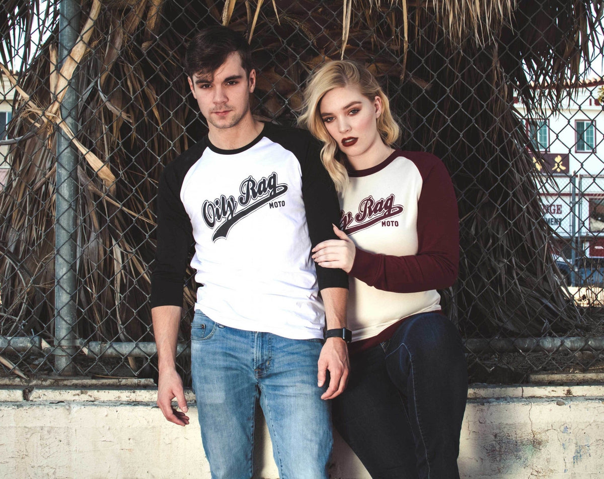 Oily Rag Clothing - Oily Rag Clothing Moto Raglan 3/4 Length Sleeve T'Shirt - T-Shirts - Salt Flats Clothing
