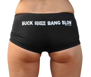 Oily Rag Clothing - Oily Rag Clothing Suck Squeeze Bang Blow rear print ladies boxer short - Accessories - Salt Flats Clothing