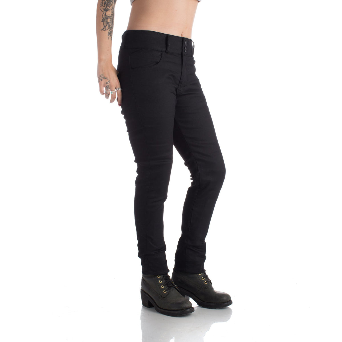 Womens Leather Motorcycle Pants - Black