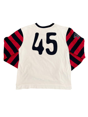 Age of Glory Team Stripes long sleeve sweater in Ecro and Red Black - Salt Flats Clothing